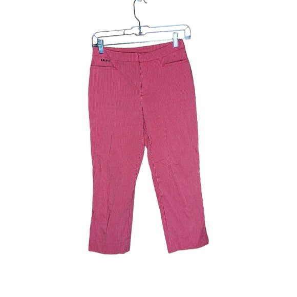 Vintage 90s Ralph Ralph Lauren gingham print red capri cropped pants women’s 0 - Picture 1 of 8